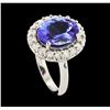 Image 4 : 3.96 ctw Tanzanite and Diamond Ring - 14KT White Gold