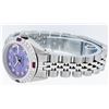 Image 4 : Rolex Ladies Stainless Steel Purple Stamp Diamond & Ruby Datejust Wristwatch