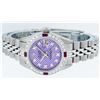 Image 5 : Rolex Ladies Stainless Steel Purple Stamp Diamond & Ruby Datejust Wristwatch