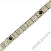 Image 3 : Art Deco Etched 14kt White Gold Diamond and Sapphire Filigree Line Bracelet