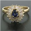 Image 5 : 14kt Yellow Gold 1.00 ctw Sapphire Ring w/ Baguette Diamond Ballerina Halo Ring
