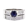 Image 2 : 2.49 ctw Sapphire And Diamond Ring And Attached Band - 18KT White Gold
