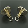 Image 4 : Italian 14K White & Yellow Gold Round Domed Textured Omega Button Earrings 13.9g