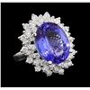 Image 1 : GIA Cert 11.27 ctw Tanzanite and Diamond Ring - 14KT White Gold