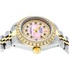 Image 4 : Rolex Ladies 2 Tone Yellow Gold Pink MOP Emerald String Diamond Datejust Wristwa