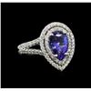 Image 1 : 1.75 ctw Tanzanite and Diamond Ring - 14KT White Gold