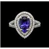 Image 2 : 1.75 ctw Tanzanite and Diamond Ring - 14KT White Gold