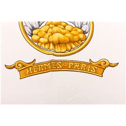 Hermes White Gold Silk Daimyo Princes du Soleil Levant Scarf 90
