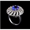 Image 4 : 4.17 ctw Tanzanite and Diamond Ring - 14KT White Gold