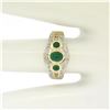 Image 6 : Petite 14K TT Gold 0.68 ctw 3 Cabochon Emerald & Diamond Accented Cocktail Ring
