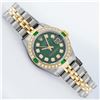 Image 3 : Rolex Ladies 2 Tone Yellow Gold Green Diamond & Emerald Datejust Wristwatch