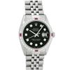 Image 2 : Rolex Mens Stainless Steel Black Diamond & Ruby 36MM Datejust Wristwatch