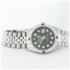 Image 4 : Rolex Mens Stainless Steel Black Diamond & Ruby 36MM Datejust Wristwatch
