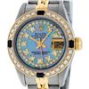 Image 2 : Rolex Ladies 2 Tone 14K Blue MOP Diamond & Sapphire Datejust Wriswatch