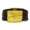 Image 1 : Rectangle Pendant Multi Strand Bracelet - Gold Plated