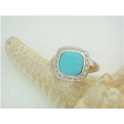 3069 14k White Gold Ring with Turquoise and Diamonds
