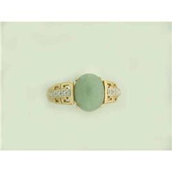 3099 14k Yellow Gold Ring with Jade and Diamonds