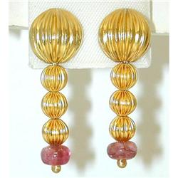 3114 LALAOUNIS 18K Gold/ Pink Tourmaline Earrings
