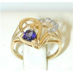 6001 14K Gold Ring w/ Amethyst/ Diamonds