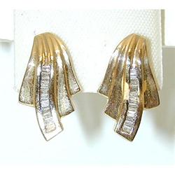 6014 14K Gold Post Earrings w/ Diamonds