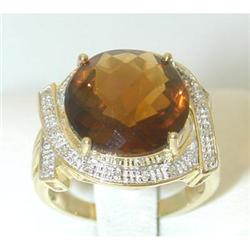 6017 10K Gold Ring w/ Color Stone/ Diamonds