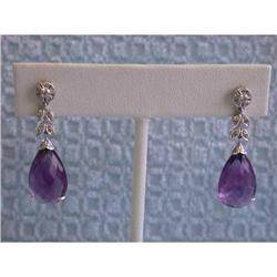 6029 18k White Gold with Amethyst and Diamond Earrings