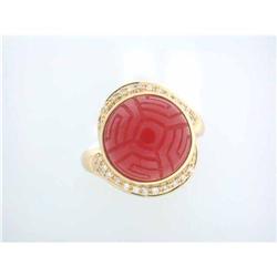 6063 14k Yellow Gold Ring with Jade and Diamonds