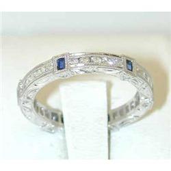 2867 EFJ 18K White Gold Ring w/Sapphire/Diamond