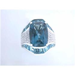 6439 14k White Gold Ring with Diamonds and Topaz
