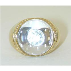 3027 MOUBOUSSIN PARIS 18k Gold Crystal Ring w/Diamond