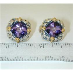 6456 Silver/ 14K Gold Earrings w/ Amethyst