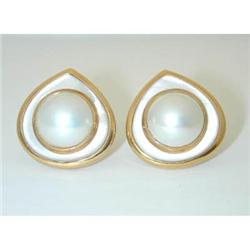 1756 MARINA B 18K Gold Pearl/MOP Earrings