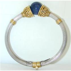 693 LALAOUNIS Silver Blue Stone Bangle