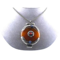 6639 Silver Necklace with Agate Pendant
