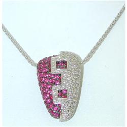 3258 SALAVETTI 18k White Gold Necklace w/Ruby/Diamond