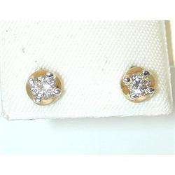 2008 14K Gold Post Earrings w/ Diamonds