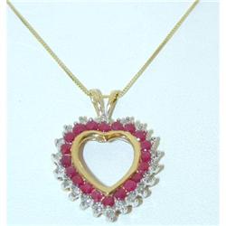 2088 10K Gold Necklace w/ Ruby/ Diamonds Pendant