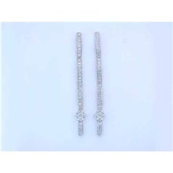 2089 14k White Gold Dangling Earrings with Diamonds
