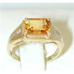 7597 10K Gold Citrine Ring w/Diamond