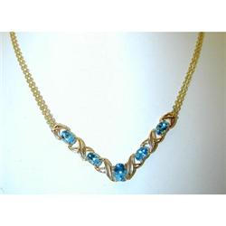 2116 14K Gold Necklace w/ Blue Topaz