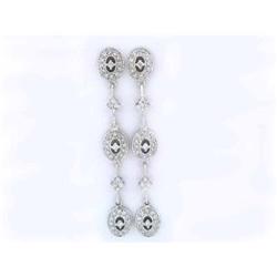 2123 14k White Gold Dangling Earrings with Diamonds