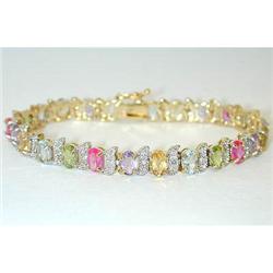 6050 Silver Multicolor Gemstones Bracelet
