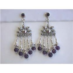 2429 Dangling Silver and Amethyst Earrings