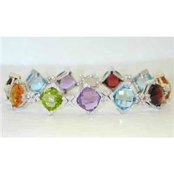 2436 EFJ 14KW Gold Bracelet w/MultiColor Stones/Diamond