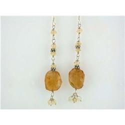 2459 Dangling Silver and Citrine Earrings