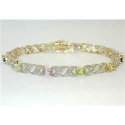 6595 Silver Multicolor Gemstones Bracelet