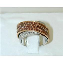 265 14k 2 tone Gold Garnet Ring w/Diamond