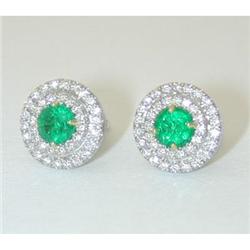 7674 TIFFANY & CO. Plat/18K Gold Emerald Earrings w/Dia