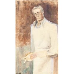 Anto Carte Belgian Modernist Watercolor on Board