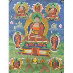Antique Chinese Tanka Painting on Textile